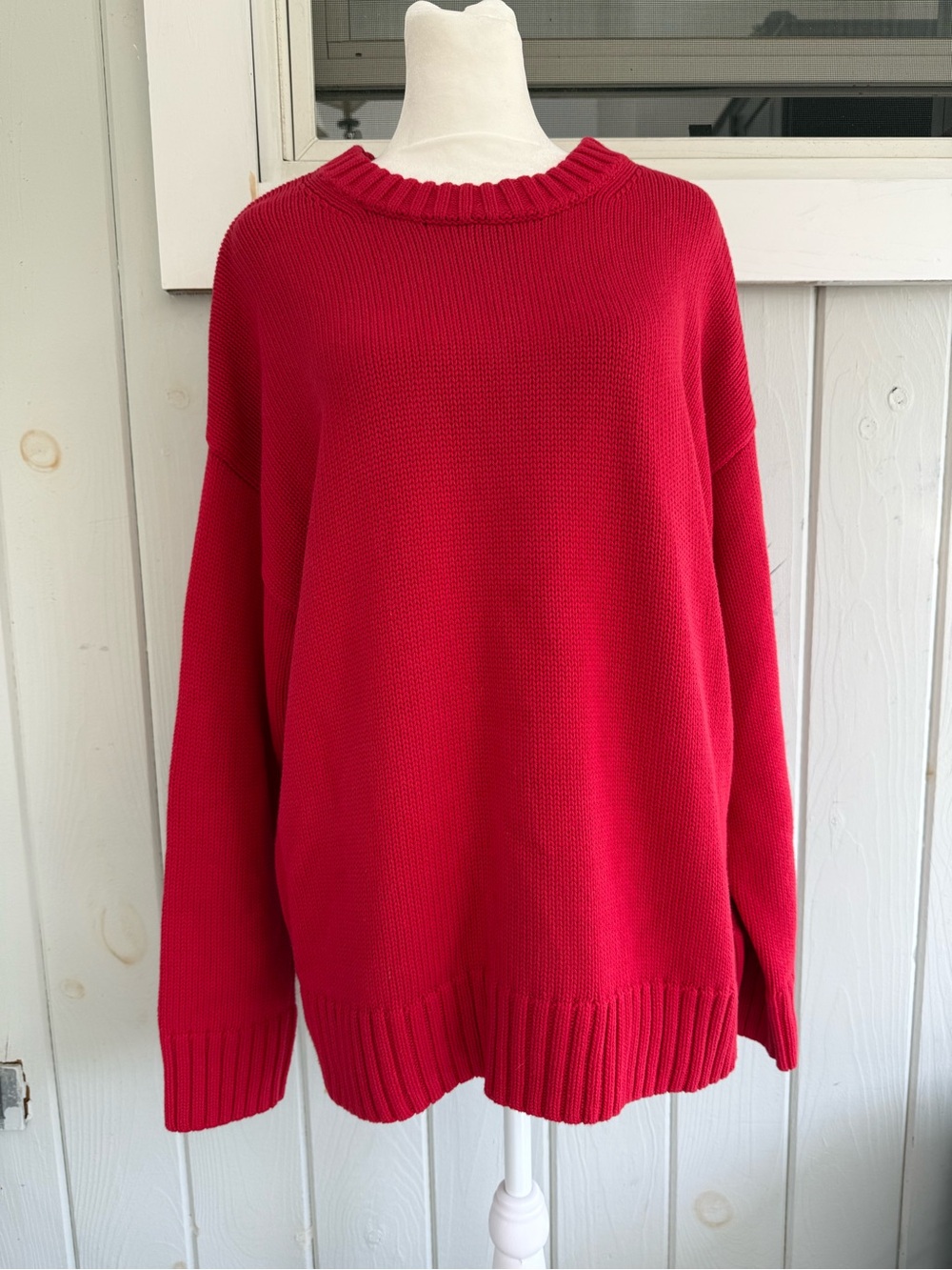 GAP Oversized Red Crewneck Sweater - Relaxed Knit